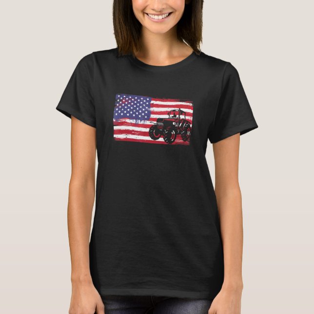 Farm Tractors US Flag Patriotic Farm American T-Shirt (Vorderseite)