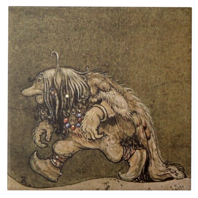 "Farm Troll" des schwedischen Künstlers John Bauer Fliese (Vorderseite)