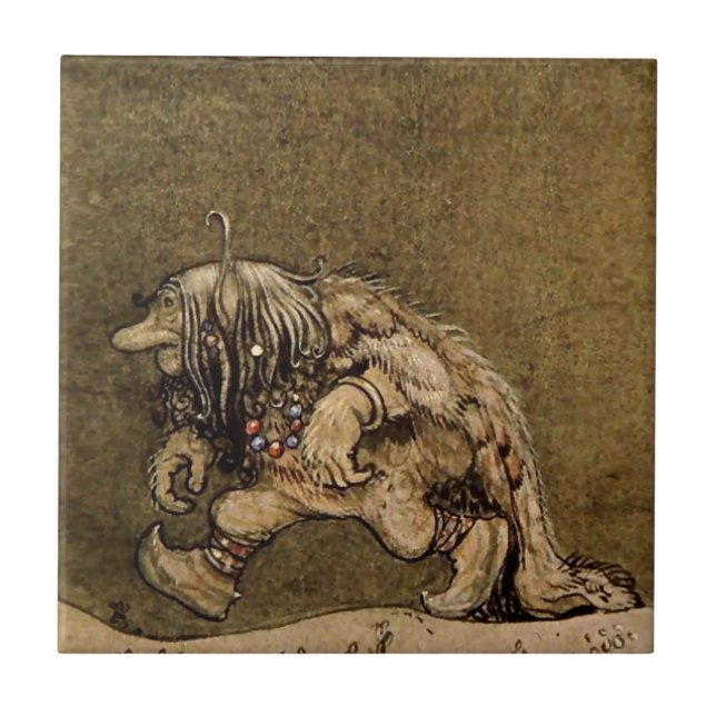 "Farm Troll" des schwedischen Künstlers John Bauer Fliese (Vorderseite)