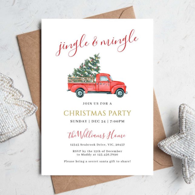 Farm Truck & Christmas Tree Jingle & Mingle Party Einladung (Von Creator hochgeladen)