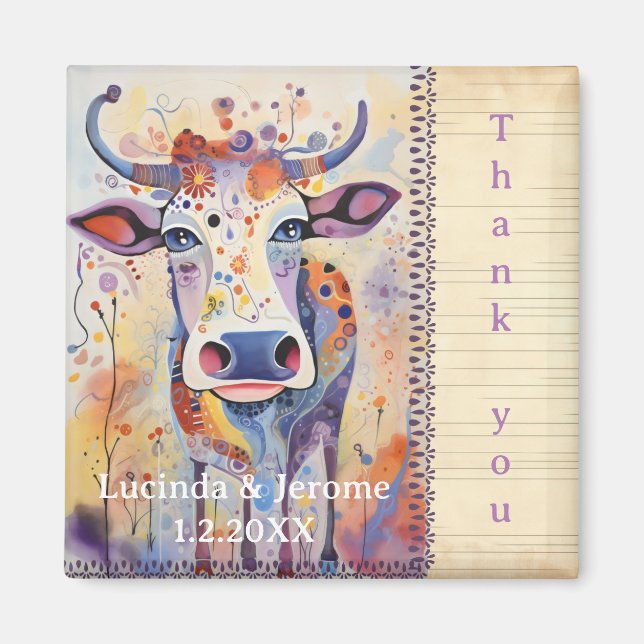Farm Wedding Cow Vielen Dank Magnet (Vorne)