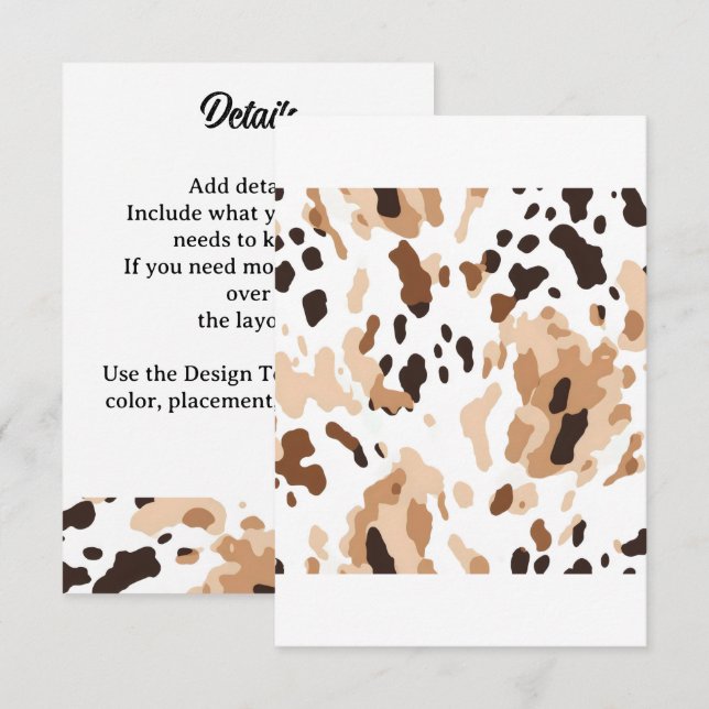Farm Wedding Cowhide Print Begleitkarte (Vorne/Hinten)