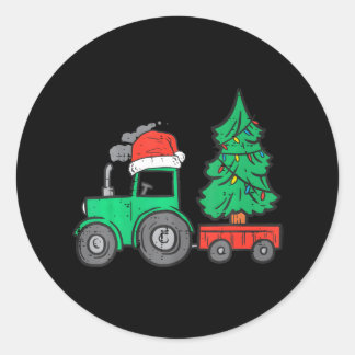 Farm Weihnachtsmann Traktor Tree Xmas LKW Boys Runder Aufkleber