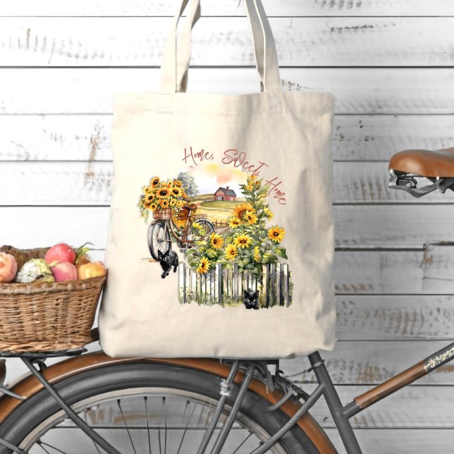 Farm Zuhause Bicycle Sunflowers Katzen Tragetasche (Von Creator hochgeladen)