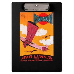 Farman Brothers Airlines F-170-Eindecker-Plakat Klemmbrett