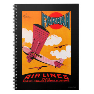 Farman Brothers Airlines F-170-Eindecker-Plakat Notizblock