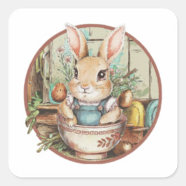 Farmcore Ramen Bunny Quadratischer Aufkleber