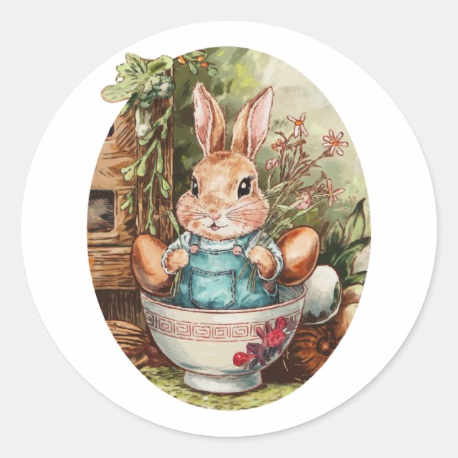 Farmcore Ramen Bunny Runder Aufkleber (Vorderseite)
