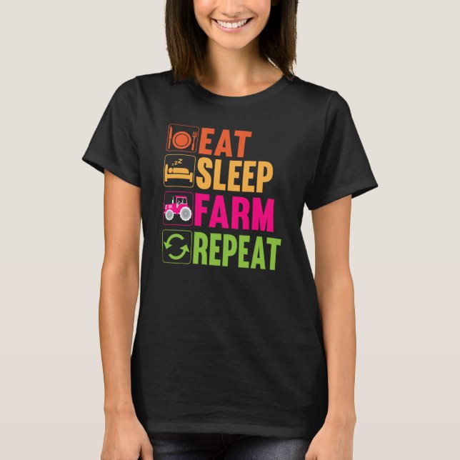 Farmer Farming Humor Farm Life Repeat Barn Rancher T-Shirt (Vorderseite)