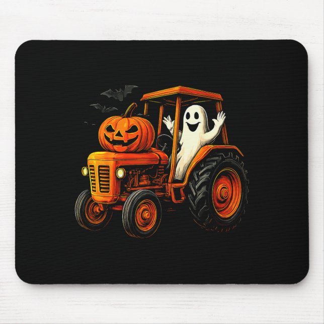 Farmer-Geist-Traktor-Kürbis-Soky-Saison-Halloween Mousepad (Vorne)
