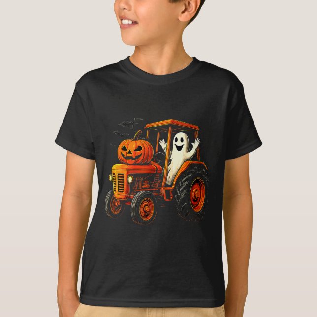 Farmer Ghost Tractor Pumpkin Soky Season Halloween T-Shirt (Vorderseite)