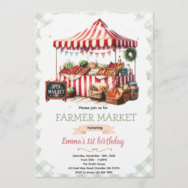 Farmer market birthday invitation einladung (Vorderseite)