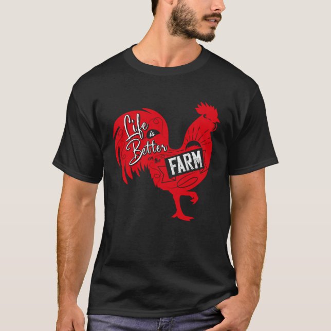 Farmer  On The Farm  Rooster T-Shirt (Vorderseite)