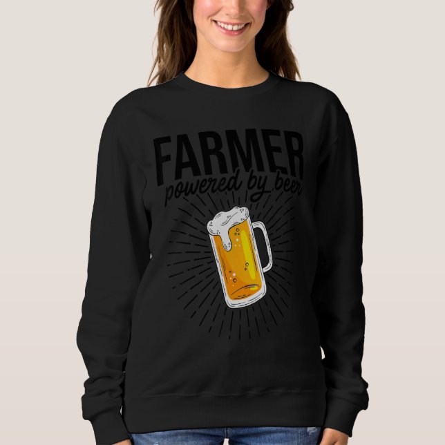 Farmer Powered By Beer Farming Agriculture Tractor Sweatshirt (Vorderseite)
