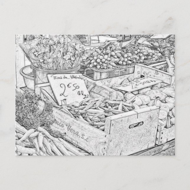 Farmer’s Market Coloring Page Postcard Postkarte (Vorderseite)