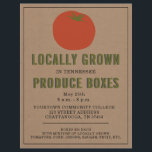 Farmer’s Market Local Produce Tomato Flyer<br><div class="desc">Darstellung einer roten Tomate auf einem Karton inspirierter Hintergrund mit schwarzem und grünem Text und schwarzem Schnitt.</div>