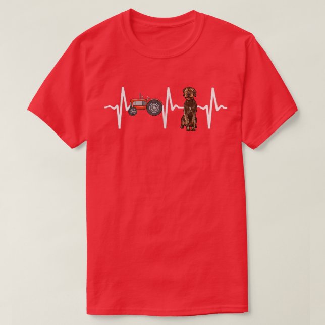 Farmer Tractor Wirehaired Pointing Griffon Heartbe T-Shirt (Design vorne)