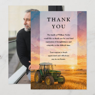 Farmer-Traktor-Celebration-of-Life-Bestattungsfoto Dankeskarte