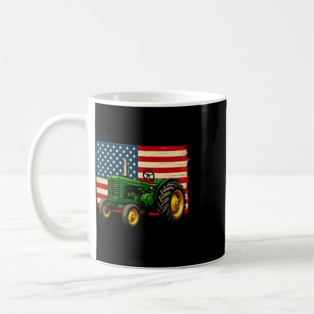 Farmer Traktor USA-Flagge 4. Juli  Kaffeetasse (Links)