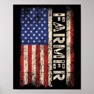 Farmer Traktoren USA Amerikanische Flagge Patrioti Poster