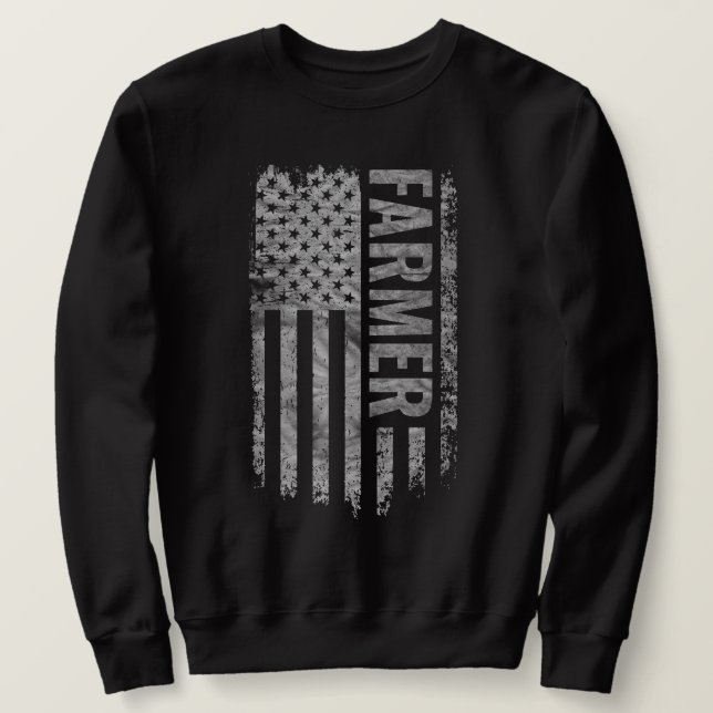 Farmer USA Flag abgenutztes Design Sweatshirt (Design vorne)