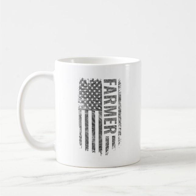 Farmer USA Flag Distressed design Kaffeetasse (Links)
