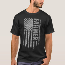 Farmer USA-Flagge mit abgenutztem Design T-Shirt