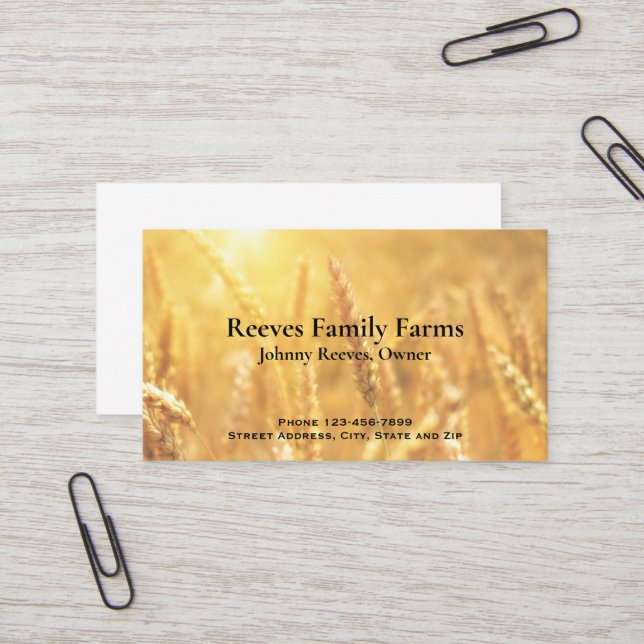 Farmer Wheat Farm Agricultural Business Cards Visitenkarte (Vorderseite/Rückseite Beispiel)