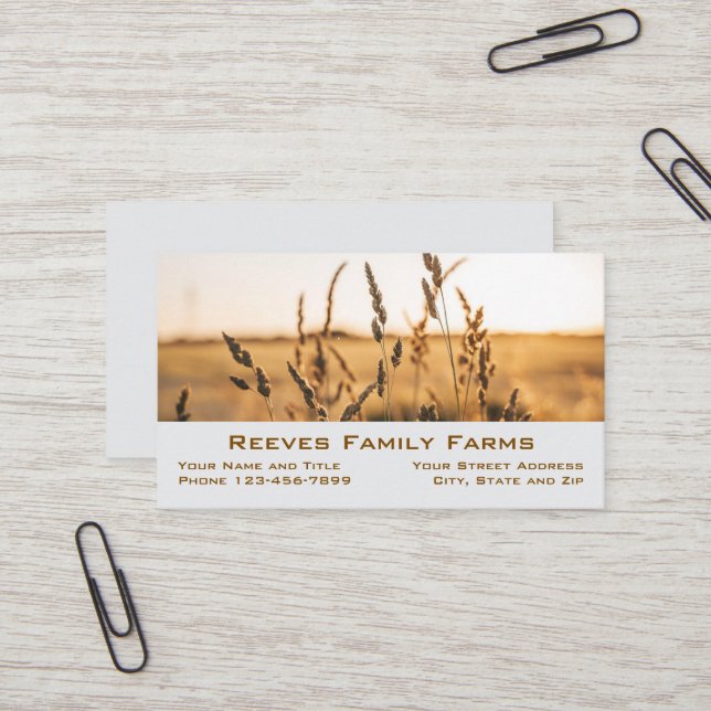 Farmer Wheat Farm Agricultural Business Cards Visitenkarte (Vorderseite/Rückseite Beispiel)