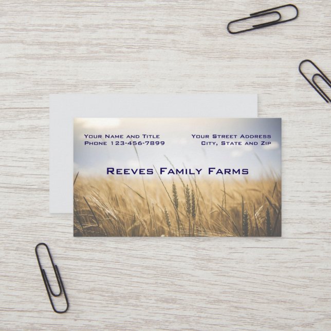 Farmer Wheat Farm Agricultural Business Cards Visitenkarte (Vorderseite/Rückseite Beispiel)