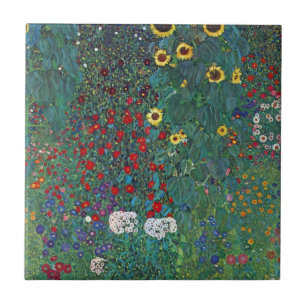 Farmergarden w Sonnenblume von Klimt, Vintage Blum Fliese