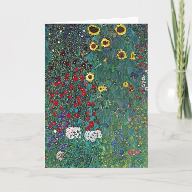 Farmergarden w Sonnenblume von Klimt, Vintage Blum Karte (Vorderseite)
