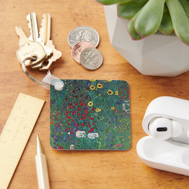 Farmergarden w Sonnenblume von Klimt, Vintage Blum Schlüsselanhänger (Schreibtisch)