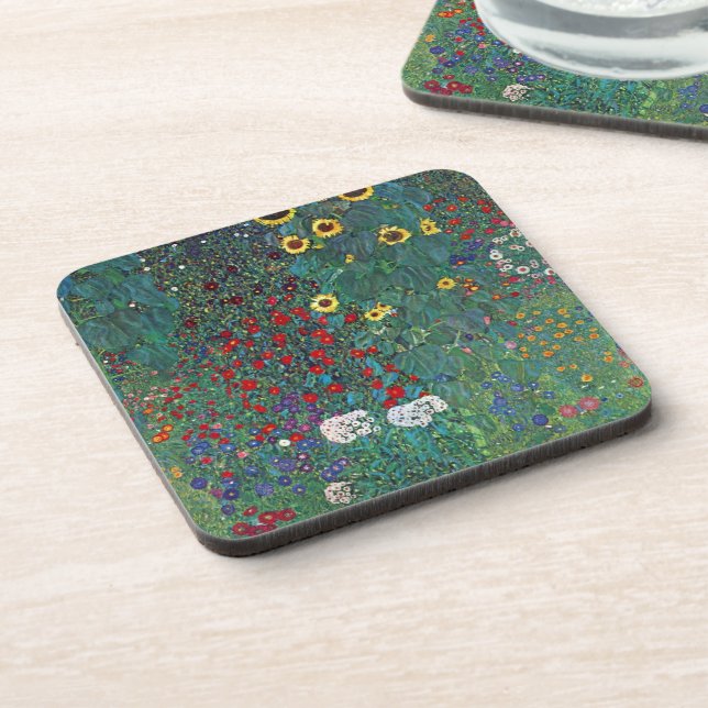 Farmergarden w Sonnenblume von Klimt, Vintage Blum Untersetzer (Linke Seite)