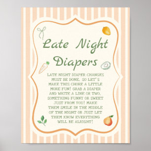 Farmers Market Baby Shower Spätabend-Windeln-Spiel Poster