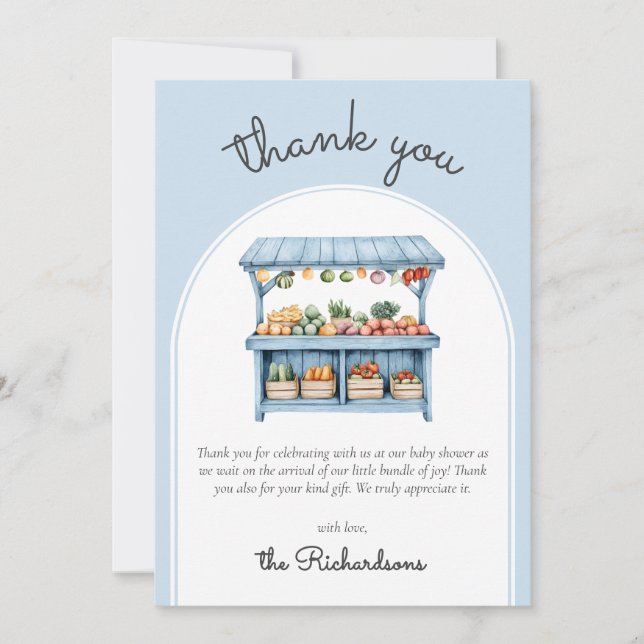 Farmers Market Boy Baby Shower Thank You Card Dankeskarte (Vorderseite)