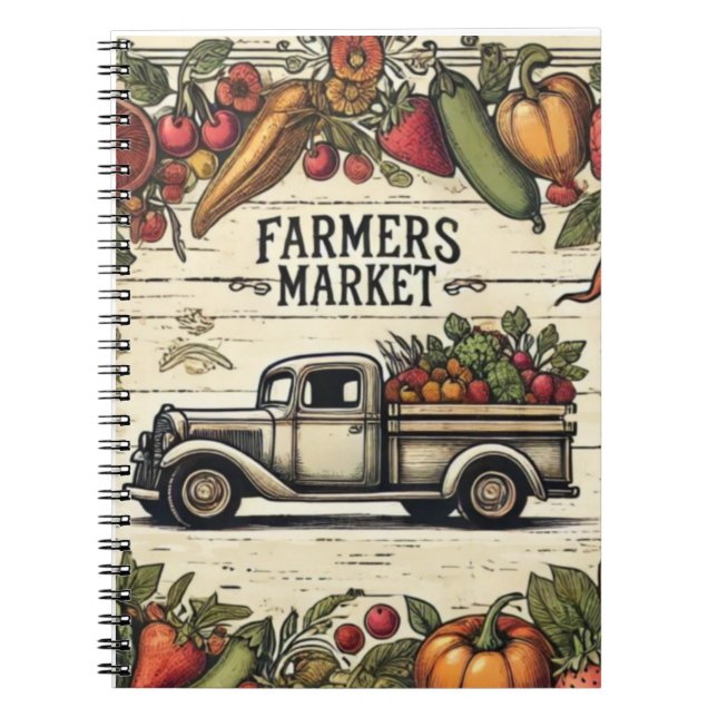 Farmers Market Classic Notizbuch | Boho Rustikal Notizblock (Vorderseite)