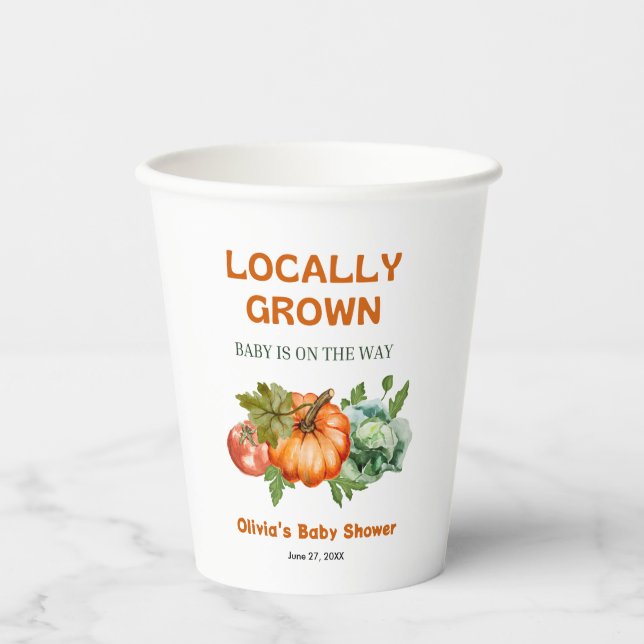 Farmers Market Locally Grown Baby Shower  Pappbecher (Vorderseite)