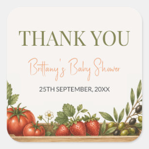 Farmers Market Minimalistische Babyparty Quadratischer Aufkleber