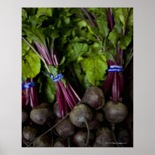 farmers market stand with various produce/ 2 poster