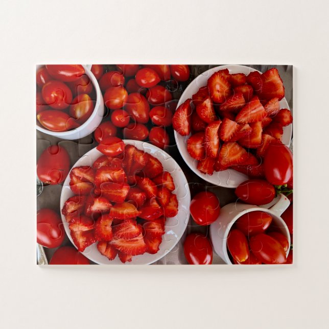 Farmers Market Vibes | Strawberries & Roma Tomato  Puzzle (Horizontal)