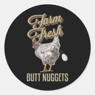 Farmfrische Bürzel-Nuggets Lustiger Hühnerbauer Kü Runder Aufkleber