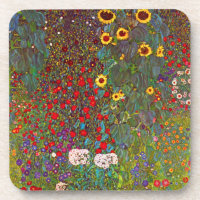 Farmgarten Gustav Klimt mit Sonnenblumen Untersetz