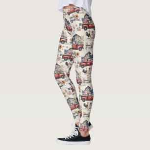 Farmhouse-Americana-patriotisches 4.-Juli-Muster Leggings