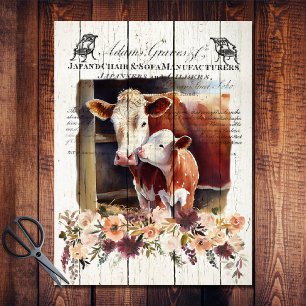 Farmhouse Blumen Hereford Kühe Seidenpapier