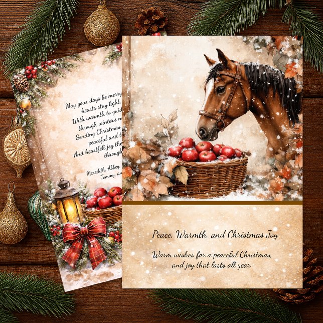 Farmhouse Christmas Horse Winter Scene Card | Einladung (Von Creator hochgeladen)