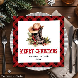 Farmhouse Christmas napkins buffalo plaid style Serviette