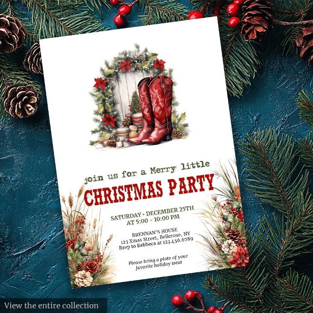 Farmhouse Christmas party red green invitation Einladung (Farmhouse Christmas party red green invitation

)