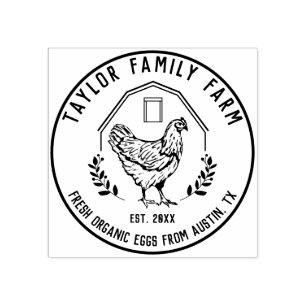 Farmhouse-Eier Familienfarm Vintage-Rund-Huhn Gummistempel