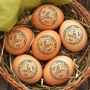 Farmhouse-Eier Familienfarm Vintage Runde Hühner Gummistempel